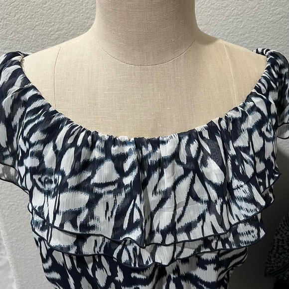 aDressing Woman Full Length Maxi Dress White/Navy Blue Size 10 - Picture 2 of 10